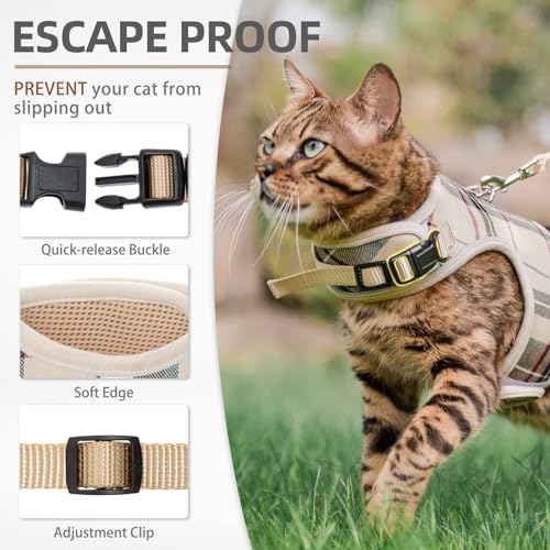 PUPTECK Soft Mesh Cat Vest Harness and Leash Set Puppy Padded Pet Harnesses Escape Proof for Cats Small Dogs Rabbits Bunn...