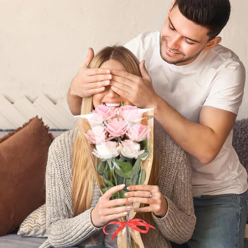 Jansun 40Pcs Flower Wrapping Bags Kraft Paper Flower Sleeves for Bouquets Flower Bags for Birthday Wedding Graduation Gif...