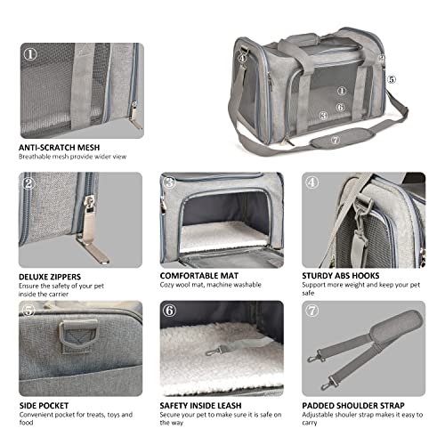 Henkelion Cat Carriers Dog Carrier Pet Carrier For Small / Medium Cats Dogs Puppies (Up To 15lbs), TSA Airline Approved Sm...