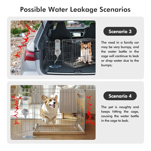VANNON Top Fill Dog Water Dispenser for Cage, 23oz Auto Feeding Crate Water Bottle for Dogs, Cats & Rabbits, Pet Nozzle Di...