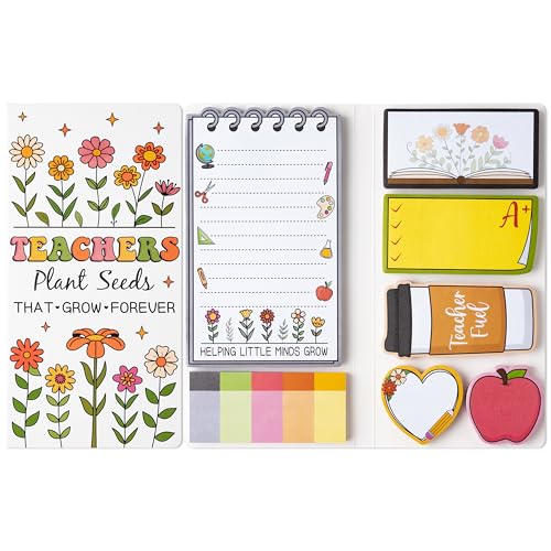 Xqumoi Retro Wildflowers Teachers Sticky Notes Set - Teacher Plant Seeds Self-Stick Note Pads Teacher Appreciation Notepad...