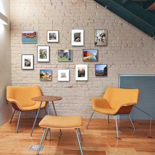 Golden State Art - 8x10 Aluminum Picture Frame - with Mat for 5x7 Photo or Without Mat for 8 x 10 Photo - Real Glass Cover...