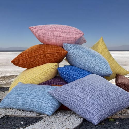Kevin Textile Outdoor Waterproof Throw Pillow Covers 14x24 Inch Pack of 2 Woven Faux Linen Farmhouse Decorative Water Resi...