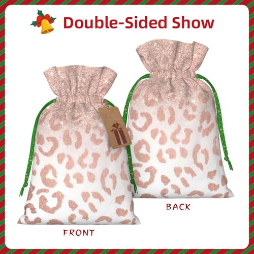 LHBZXMKJ rose gold glitter Print Drawstring Present Bags Christmas gifts Wrapping Sacks Pouches for Xmas Party ﻿