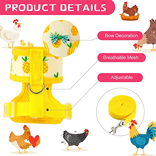 Frienda 2 Pcs Adjustable Chicken Harness and Leash Set Spring Summer Comfortable Elastic Hen Vest Breathable Harness for H...