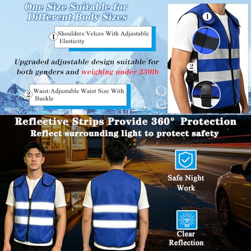 VVHOOY Cooling Vest for Men&Women,Reflective Ice Vest with 20 PCS Reusable Ice Packs,Adjustable Cool Jacket for Motorcycl...
