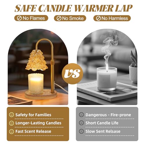 Christmas Tree Shaped Candle Warmer Lamp with Timer & Dimmer – Adjustable Wax Melt Lamp for Jar Candles, Home Decor Accent...