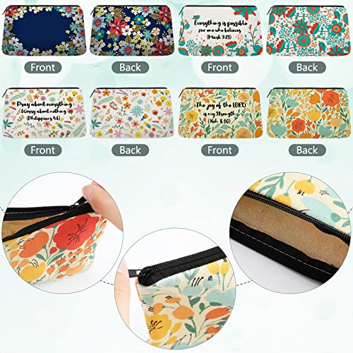 Outus 4 Pieces Inspirational Bible Verse Pencil Pouch Christian Pencil Case Scripture Canvas Makeup Bags for Students Offi...