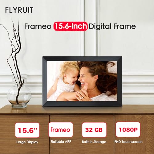 Digital Picture Frame, Frameo 15.6 inch Large Digital Photo Frame WiFi, 1920 * 1080 IPS FHD Touchscreen, 32GB Storage, Ins...