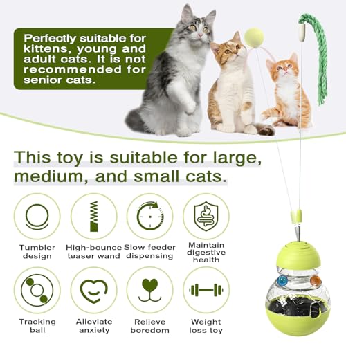 TLKNG Cat Toy for Indoor Cats Wobble Treat Dispenser Ball Kitten Food Dispenser & Puzzle Feeder Balls & Enrichment Toys & ...