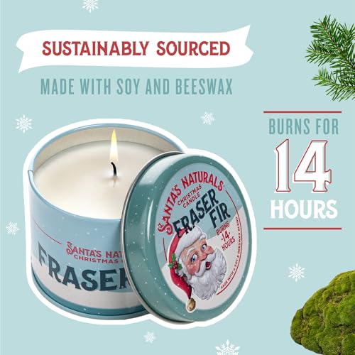 Santa's Naturals Fraser Fir Christmas Mini Candles Gift Set for Holidays, Fresh Cut Tree Scent, Soy & Beeswax Blend, 3.5 o...