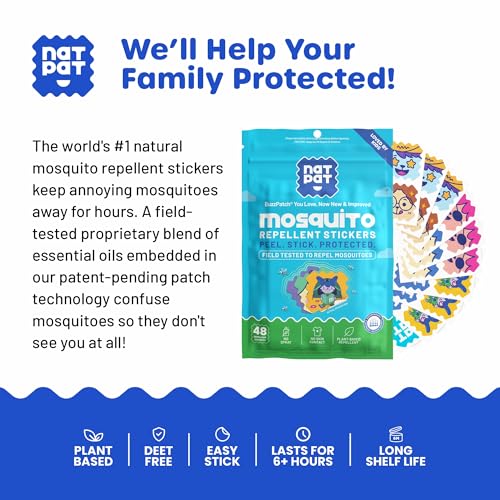 NATPAT Buzz Patch Mosquito Patch Stickers for Kids - Plant Based Ingredients, Non-Toxic - The Original All Natural Citrone...