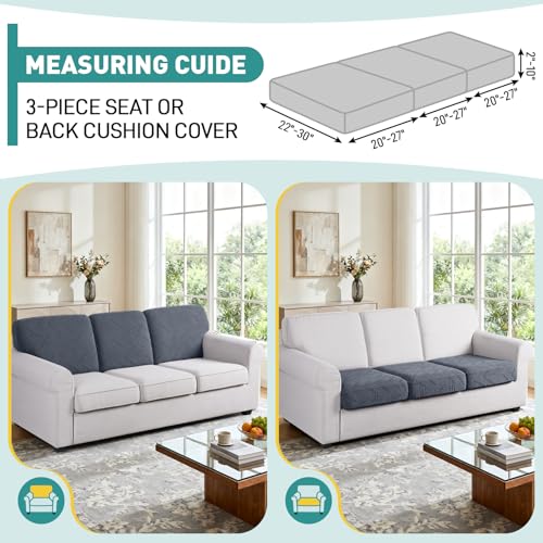 Ruaozz Couch Cushion Covers for Sectional Sofa, Stretch Seat Cushion Covers Washable Sofa Slipcovers for L Shaped Soft Fur...
