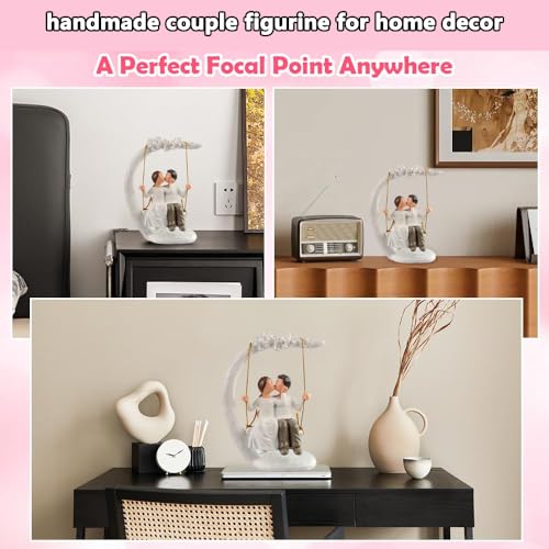 jinhuoba Romantic Wedding Couple Figurines, Hand Painted Loving Together Sculpture, Best Valentine Marriage Anniversary We...
