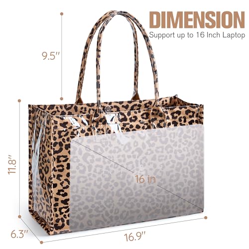 KALIDI PVC Tote Bag Women’s Kraft Paper Work Handbags Purses with Top Handle