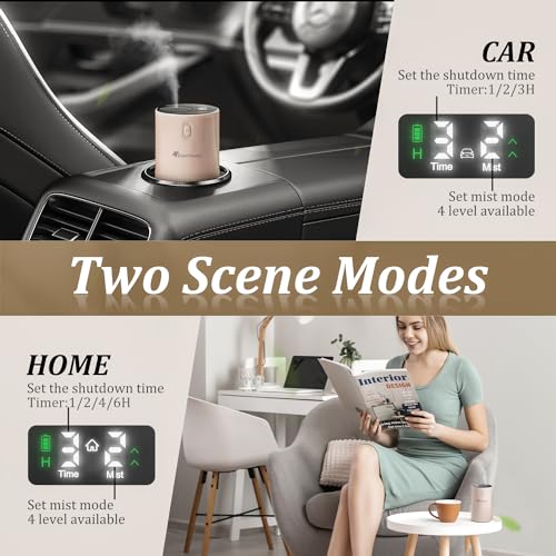 Waterless Diffuser for Essential Oil - Aroma Diffuser for Home with Battery Indicator, Portable Smart Scent Air Machine 1/...