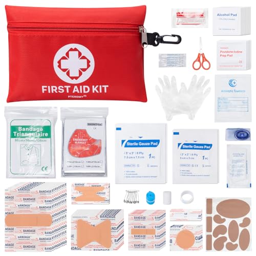 PTEROMY 150 Piece Mini First Aid Kit, Portable Small Emergency Kits Compact 1st Aid Kit for Car, Travel, Home, Camping, Ou...
