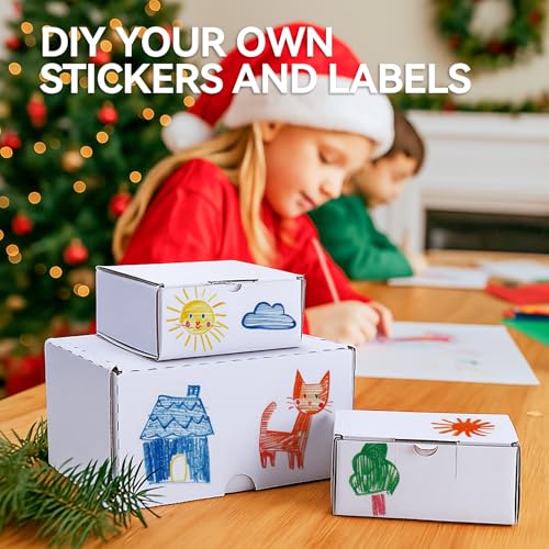 LineKap Small Shipping Boxes 3.5x3.3x1.6 Inches, 10-Pack White Corrugated Cardboard Gift Boxes for Mailing, Packaging & St...