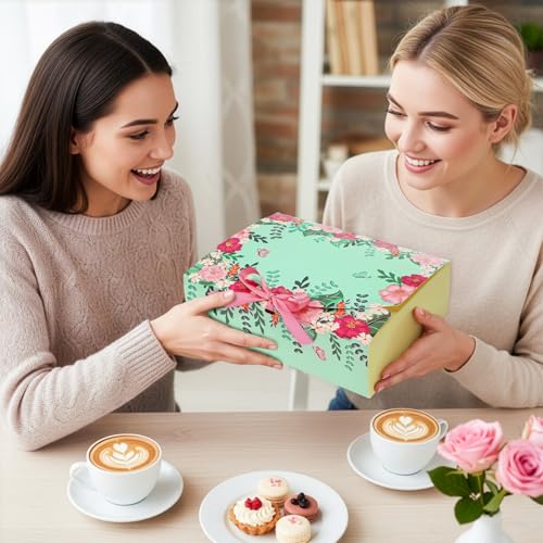 ZAVOOS 20 Pack Gift Boxes with Lids, 10.6 x 7.8 x 3.1 Inch Paper Floral Bridesmaid Proposal Box with Ribbon, Large Decorat...