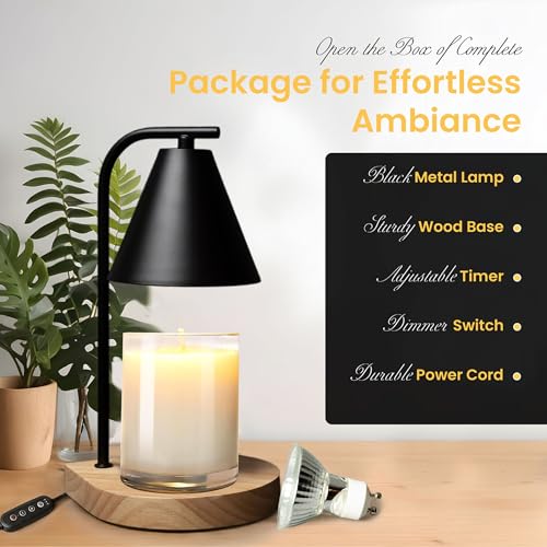 Candle Warmer Lamp with Timer Dimmer, 2H/4H/8H Timer, Birthday Gifts for Women Mom, House Warming Gifts New Home Decor, Bl...