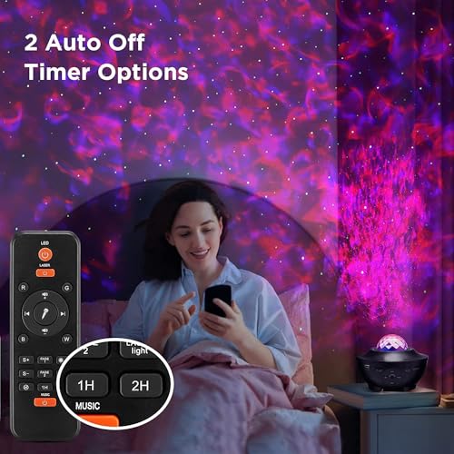Elec3 Galaxy Projector for Bedroom, Ocean Light Projector with Bluetooth Speaker and RC Water Wave Lamp Northern Night Lig...