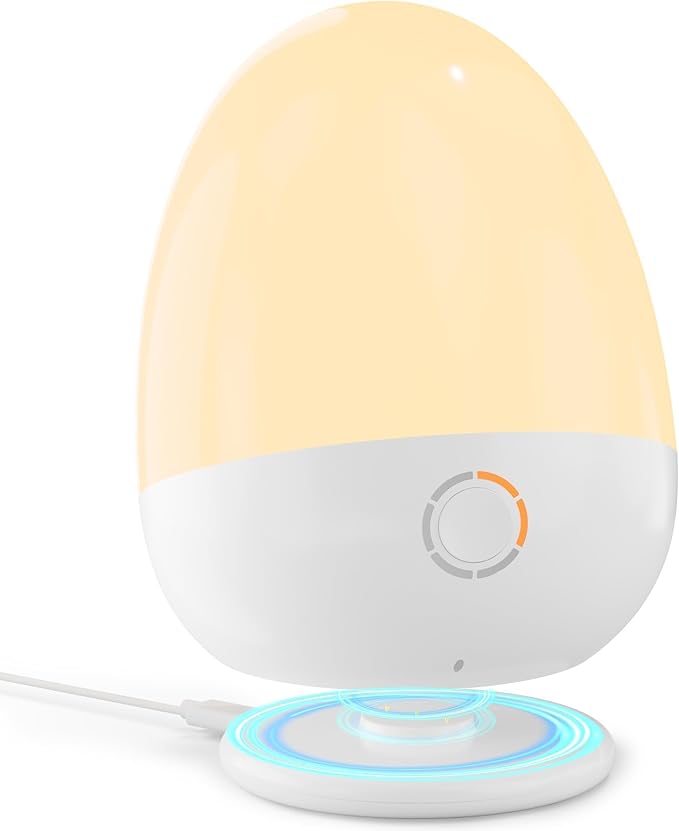 ZUZUKID Touch Egg Night Light for Baby Nursery, Rechargeable Portable Kids Nightlight Lamp with 1-6H Feeding Timer, 3 Colo...