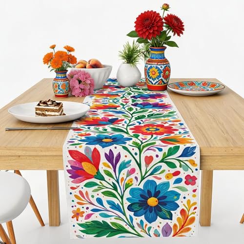 Cinco De Mayo Decorations - Mexican Floral Table Runner for Fiesta Party Decorations | Mexican Theme Birthday Decorations ...