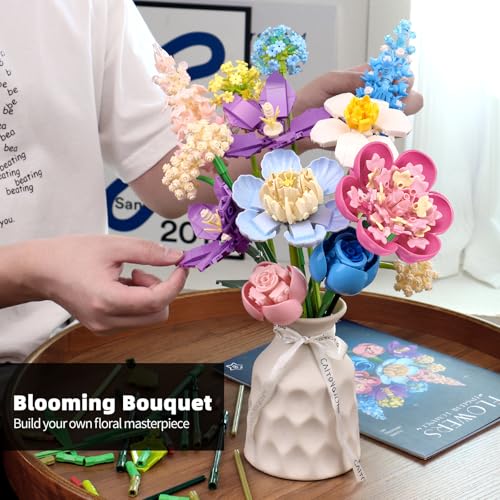 SUNHABI Flower Building Set for Adults, Botanical Flower Bouquet Building Kit, Home & Office Décor, Creative DIY Gift for ...