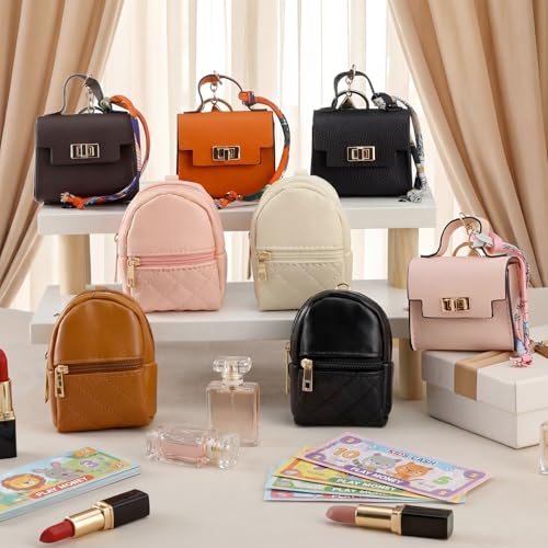 Tondiamo 8 Pcs Mini Backpack Keychain for Women Mini Bag Charms Cute Coin Purse Small Change Pouch Pocket Wallet Headset B...