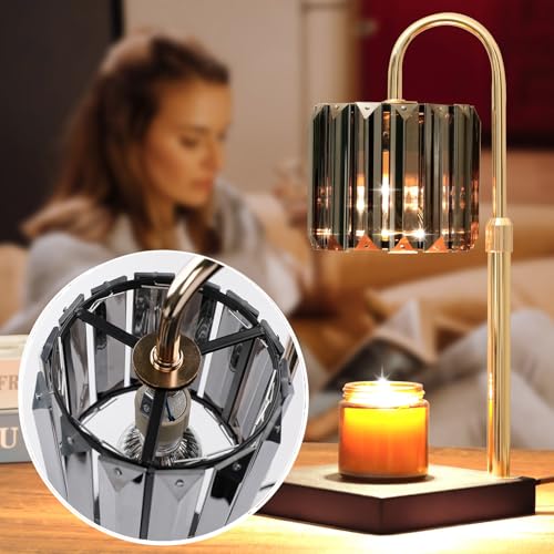 Yuichoy Candle Warmer Lamp with Timer, Dimmable Electric Candle Wamer Adjustable Height, Gifts for Women Mom, Glass Modern...