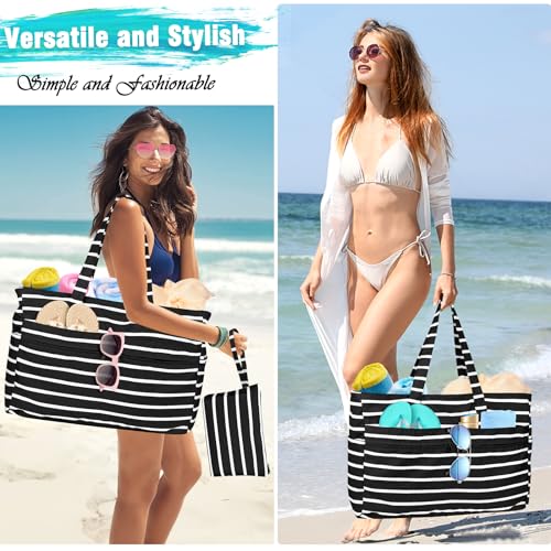 HUANLANG Extra Large Beach Bag Waterproof Beach Totes Bags for Women Men,Pool Bag with Zipper Wet Pocket