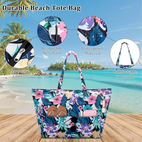HUA ANGEL Beach Bag with Cosmetic Bag and Small Wallet, Sandproof Beach Tote for Women, Perfect for Beach Vacation Trip