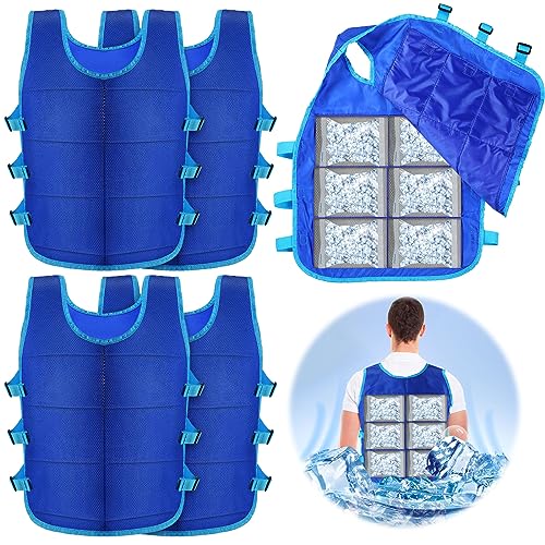 Hicarer 4 Pcs Cooling Vest for Men with 48 Ice Bag Adjustable Ice Vest Suit Heat Relief Cool Jacket for Hot Weather Working