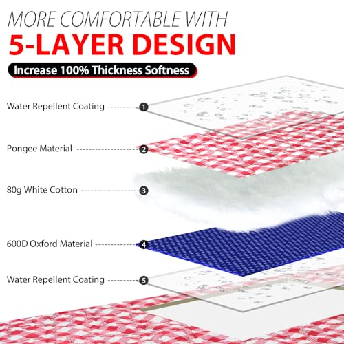 ZAZE Picnic Blanket Extra Large Waterproof, 80''x80''Checkered Picnic Blankets Beach, Outdoor, Camping on Grass Accessorie...