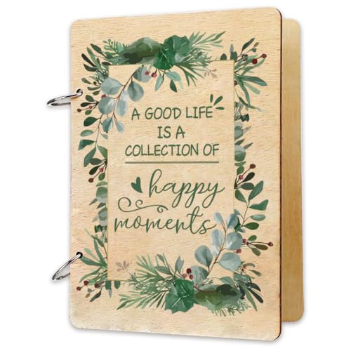 SUPERDANT Happy Moments Greeting Card Organizer Birthday Gift Card Holder Green Leaves Cards Keeper Storage Keepsake Book ...