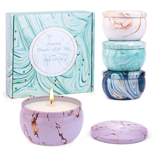 Candle Gifts - Scented Candles Gifts Set for Women, 4 Packs Aromatherapy Candles for Home Scented, 120H Long Burning Natur...