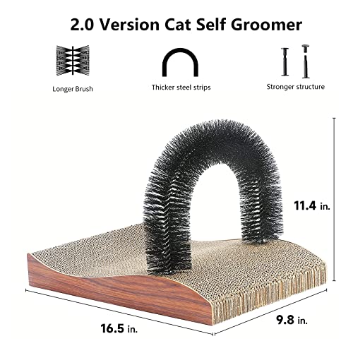 FUKUMARU Cat Self Groomer, 2.0 Version Cat Arch Face Scratcher with Scratcher Pad, Cats Back Grooming Massager Toy Brush f...
