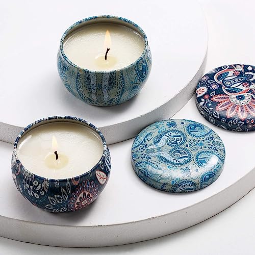 Set of 16 Small Scented Candles Soy Wax Aromatherapy Candles 2.5 OZ Portable Tin Candles with Lid, Relaxation Gifts Basket...