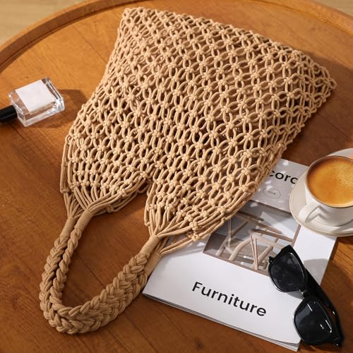 Pleneal Beach Bags for Women - Women Beach Tote Bag, Summer Mesh Hollow Straw Tote Bag for Holiday Market