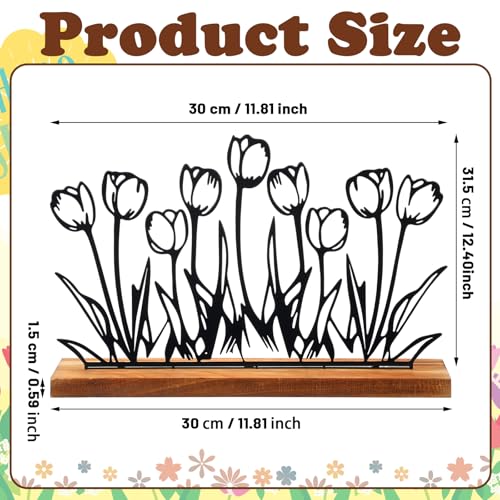 Thyle Metal Spring Tulip Stand Floral Home Decor Tulip Flowers Farmhouse Decor Metal Tray Spring Flower Art Supplies Table...
