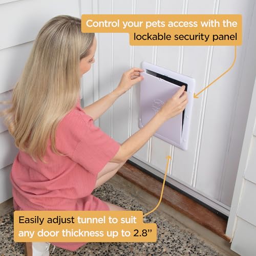 Hakuna Pets Essential Pet Door for Screens, Doors and Walls up to 2.17" Thick, for Dogs and Cats up to 42 lbs, Medium, White