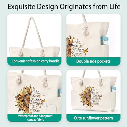 Apxouans Beach Bags for Women Large Waterproof Beach Travel Tote Bags Sandproof Swim Pool Bag Canvas Zipper Big Tote