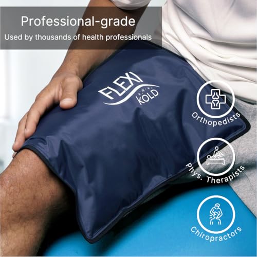 FlexiKold Gel Ice Packs (Standard Large: 10.5" x 14.5") for Injuries Reusable, Back Pain Relief, Knee Wrap, After Surgery,...