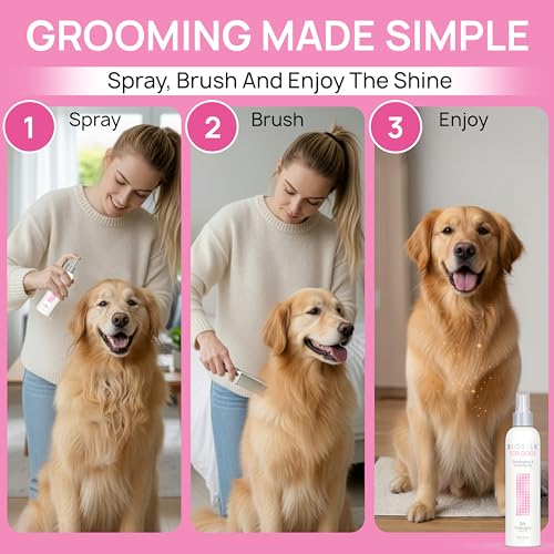 BioSilk for Dogs Detangling Spray with Shine Support, Lightweight Leave In Grooming Mist that Helps Smooth Coats, Detangl...