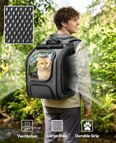 Pecute Cat Backpack Carrier, Large Space Cat Bubble Backpack, Breathable Cat Carrier, Shaded Dog Backpack Carrier, Ergonom...