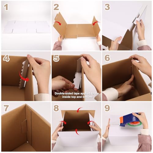 Hoikwo 15 Packs 12x8x7 Large Thin Shipping Boxes, White Big Corrugated Cardboard Box Set for Small Business for Packaging ...