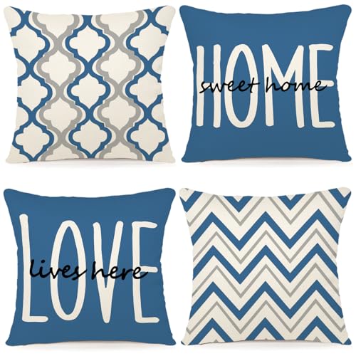 YCOLL Farmhouse Pillow Covers 18x18 Set of 4 Throw Pillow Covers Rustic Linen Decorative Pillows Square Cushion Covers for...
