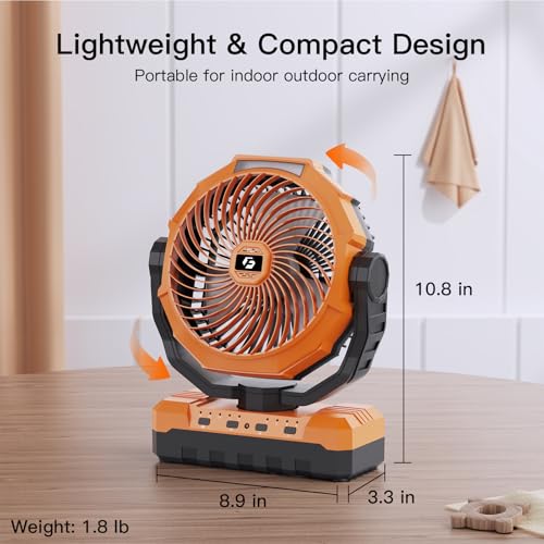 FRIZCOL 3-in-1 Camping Fan - Portable Fans Rechargeable - 24000mAh Battery Powered Fan with Light & Remote for Indoor, Out...