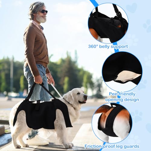 Shinylin Dog Carry Sling Emergency Backpack Pet Legs Support and Rehabilitation Dog Lift Harness Adjustable Lifting Straps...