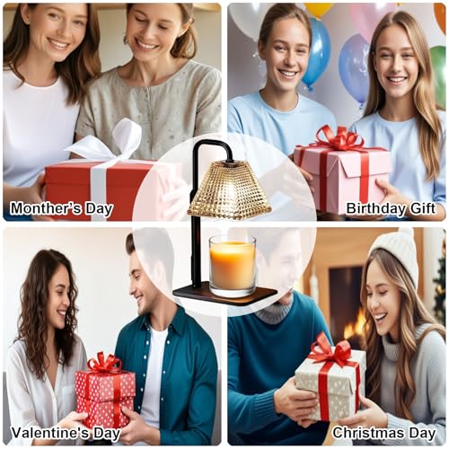 MUJTEO Candle Warmer Lamp with Timer Dimmer Adjustable Height,Electric Dimmable Wax Warmer for Scented Jar Candles,Mom Bir...